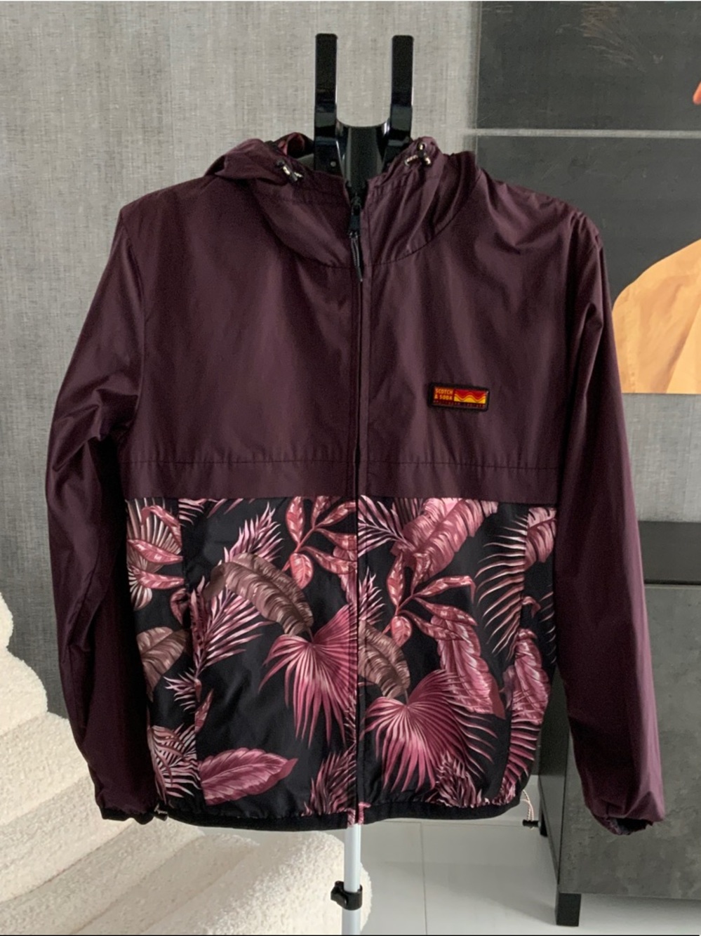 Scotch & Soda Burgundy Jacket with Pink Tropical insert M